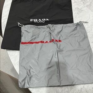 Prada Black and Gray Dust Bags with Red Accents